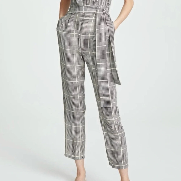 L'AGENCE Julia Plaid Jumpsuit In Black Multi Size 8 Sleeveless 100% Silk - Picture 3 of 13